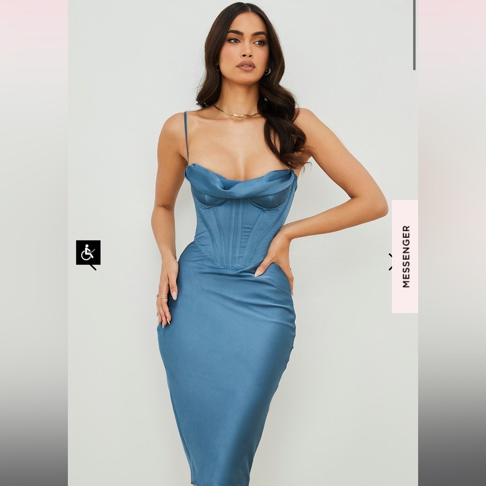 House of Cb midi blue corset dress